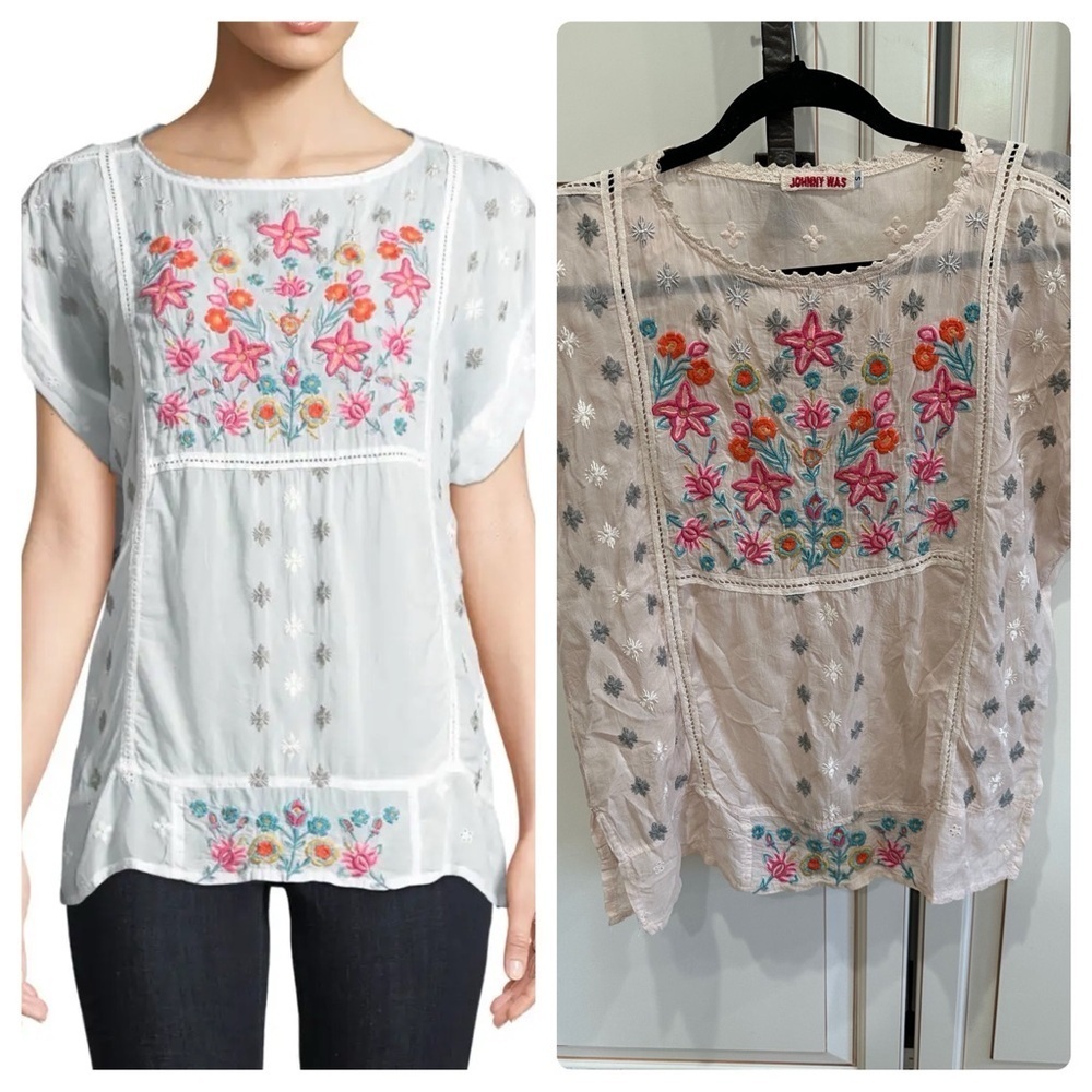 Johnny Was Austina Embroidered Blouse